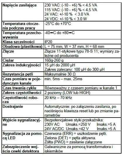 Detektor pętli indukcyjnej IG316